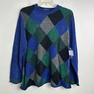 Karen Scott Chenille Sweater Womens 2XL Blue Long Sleeve Mock Neck Chunky Knit
